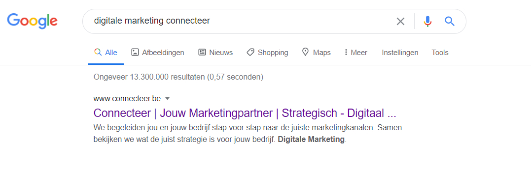 Seo zoekresultaat connecteer